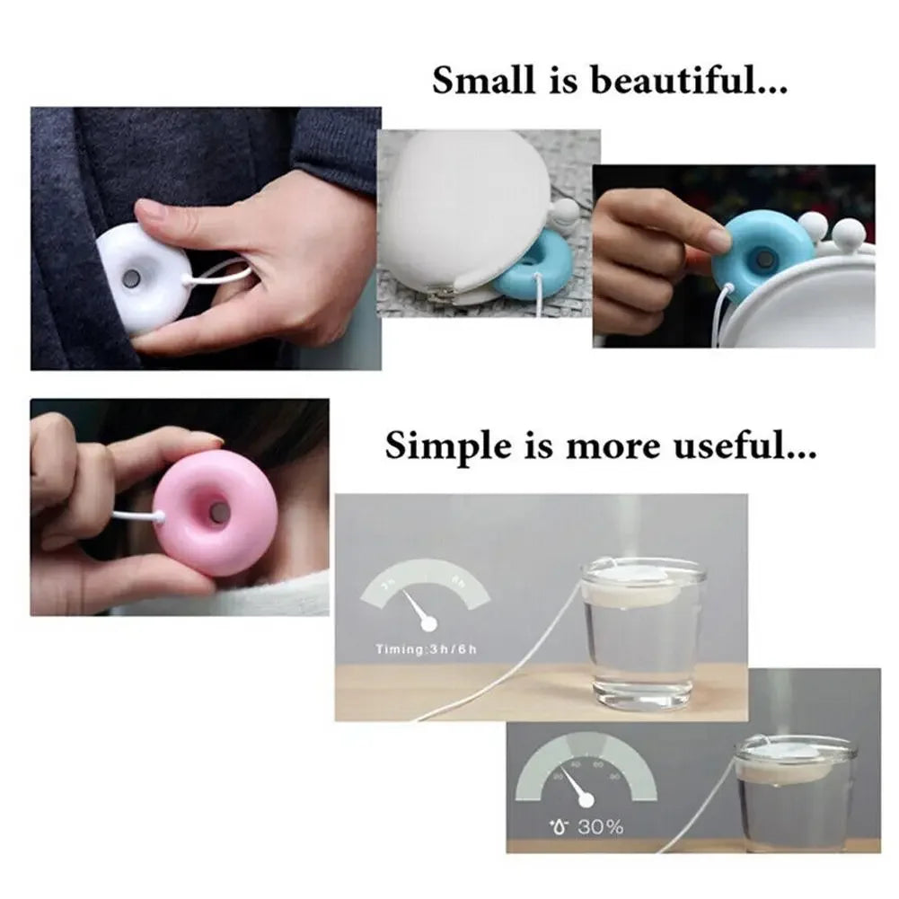 Mini Donut Negative Ion Humidifier USB Round Household Air Purifier for Home Office Desktop Donut Steam Diffuser Mini Sprayer